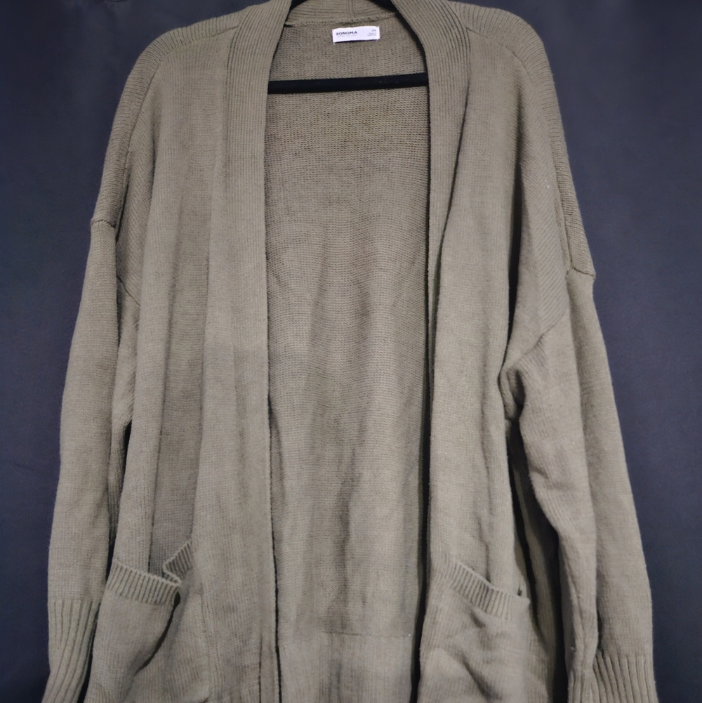 Sonoma Olive Knit Cardigan Sweater 2X